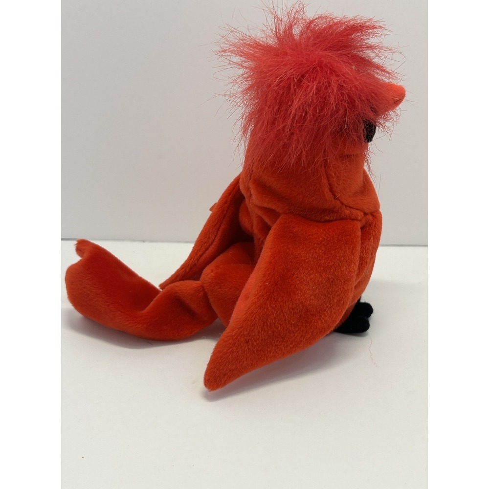 Ty Beanie Baby Mac The Cardinal Bird Plush Toy 1998 with Tag Errors & Protector